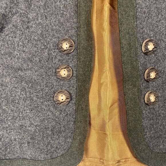 Vintage ROSE DIRNDL Gray Boiled Wool Women Austria Hunting Riding Vest Size 46 - Picture 2 of 7